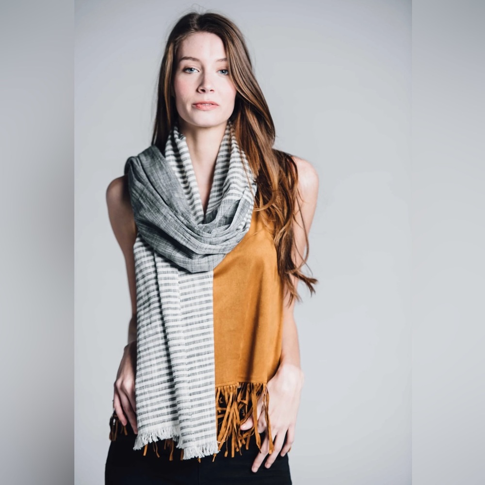 Bloom & Give Malabar Gray Cotton Scarf